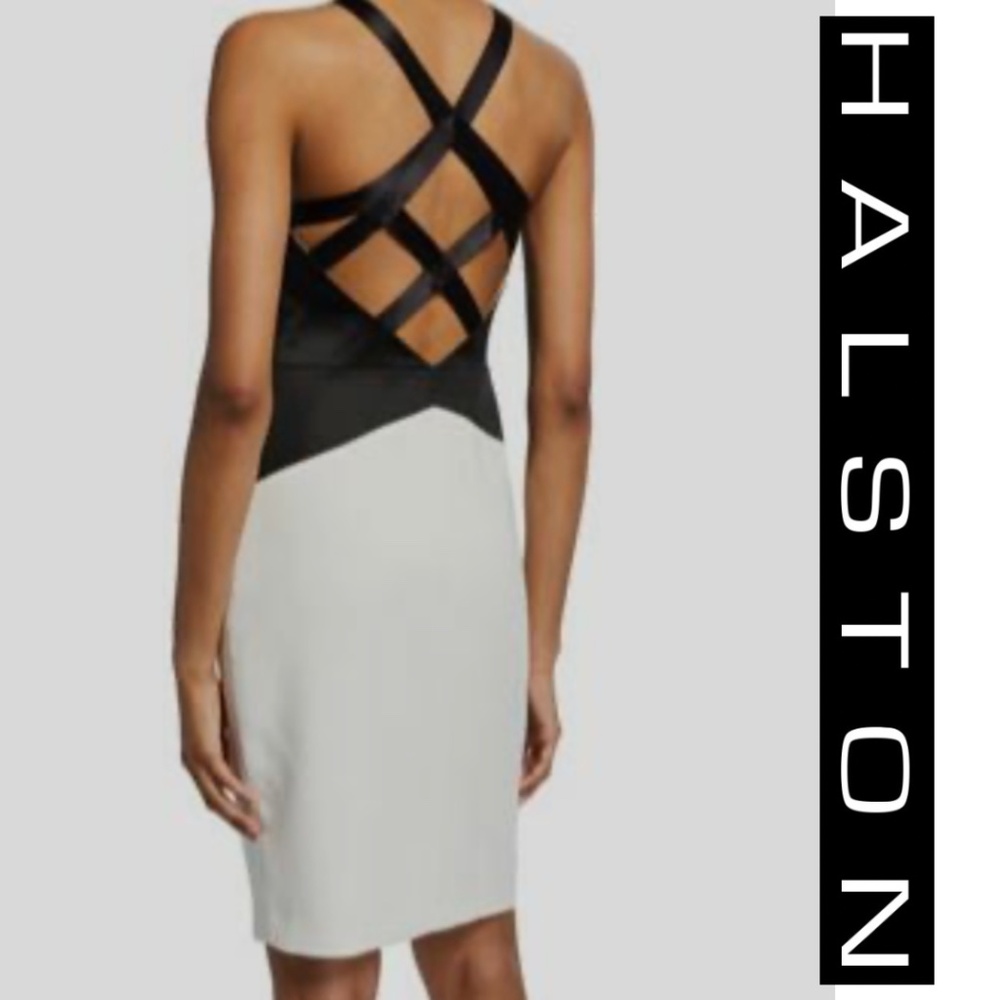 New Halston Heritage Women's White Sleeveless Colorblock Sheath Dress,0 - Picture 1 of 6